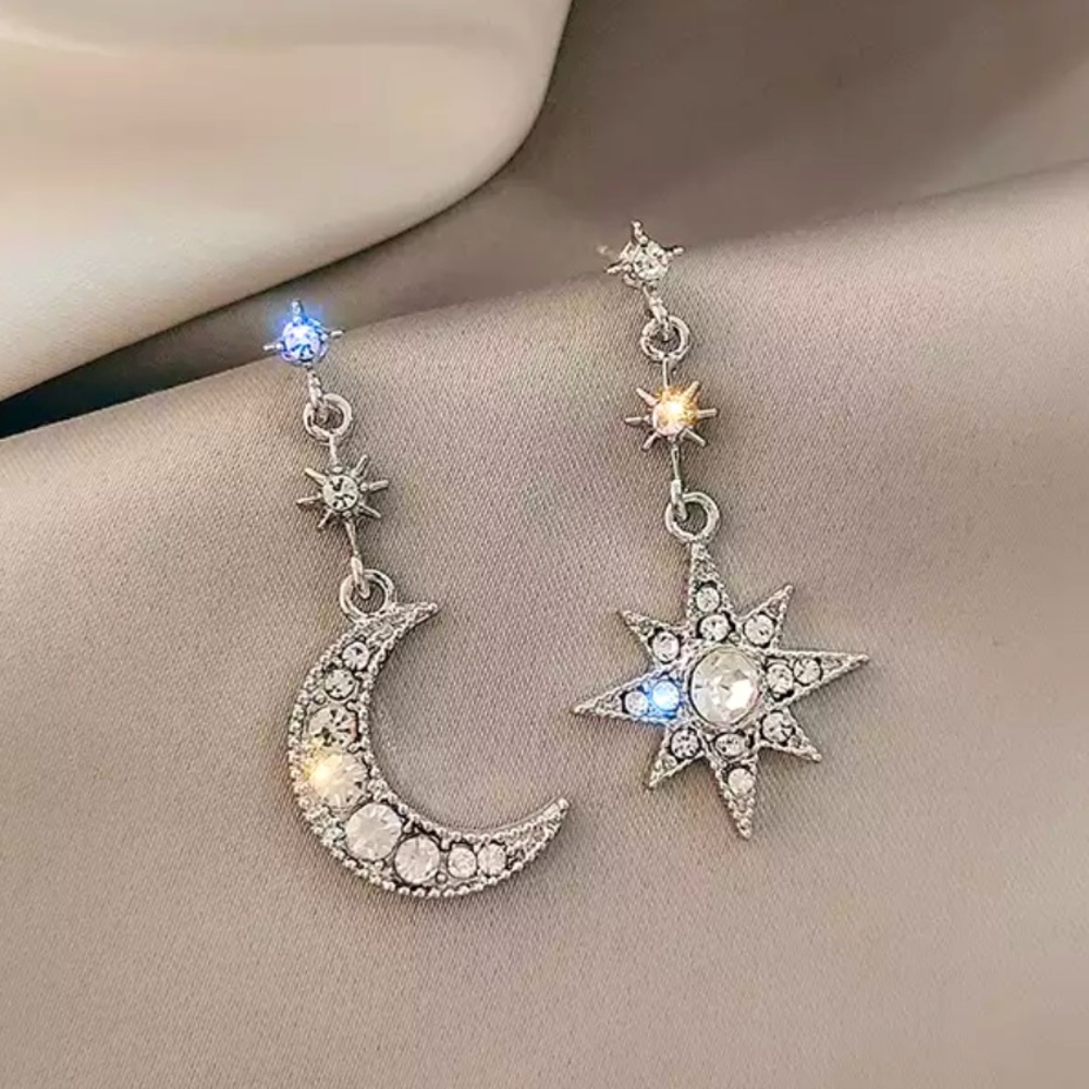 ☀️ Silver Moon & Sky Elegant Drop Earrings ☀️